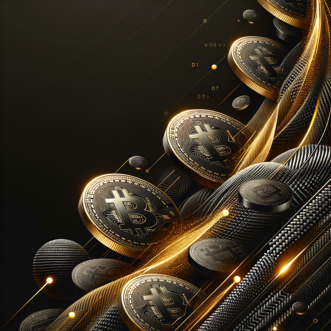 High Res round promo graphic black background with 2 gold and carbon fibre minimalist forex crypto market quantitative trading portals at both sides with a flow of quantum style particles representing the flow of money and data and ideas from one to the other. Add the words Liquid Markets correctly spelt to make it a corporate logo for a liquidity provider company callled Liquid, do not put any other text or numbers